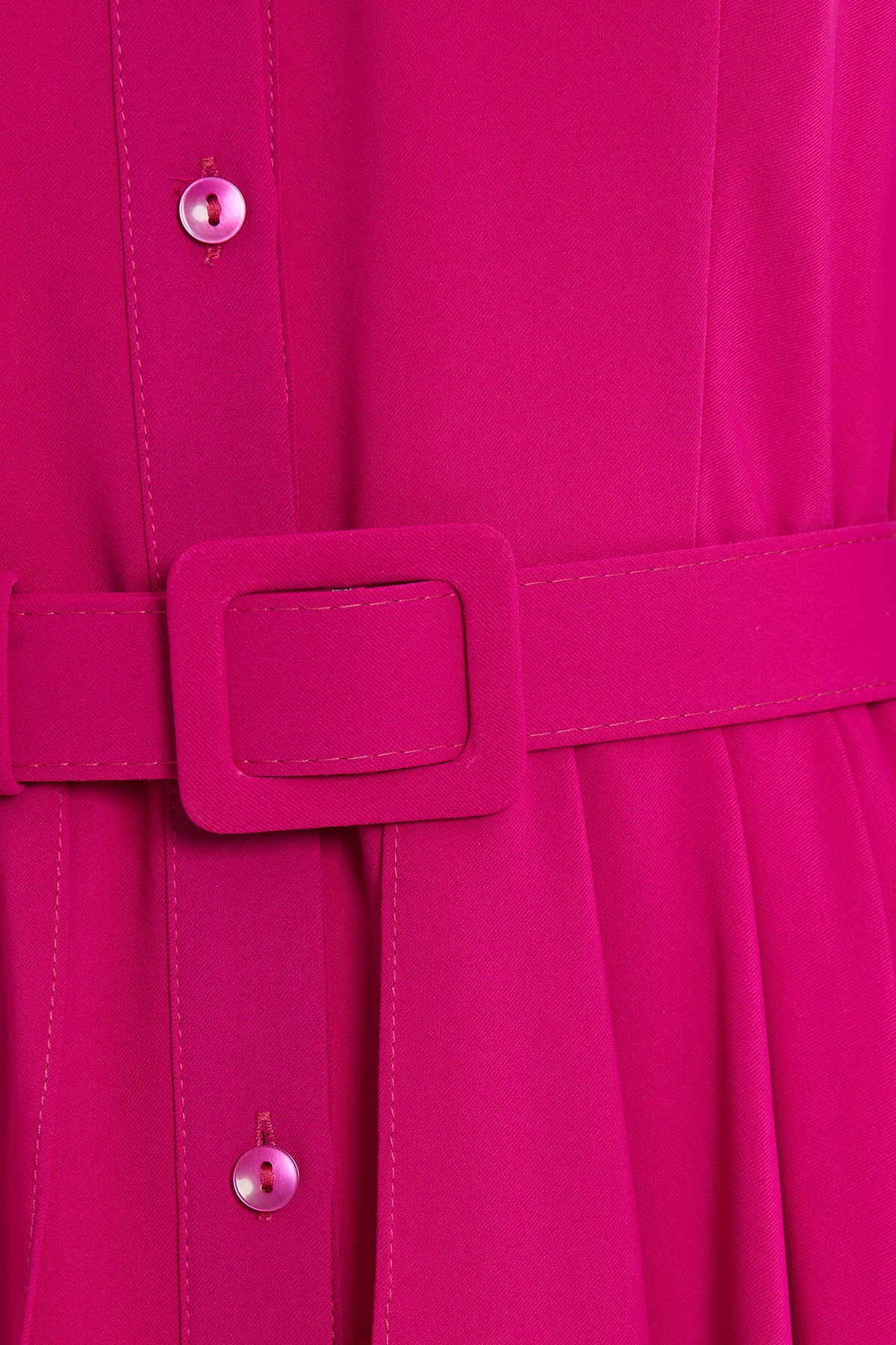 Kemer Detaylı Asimetrik Gömlek Midi Elbise