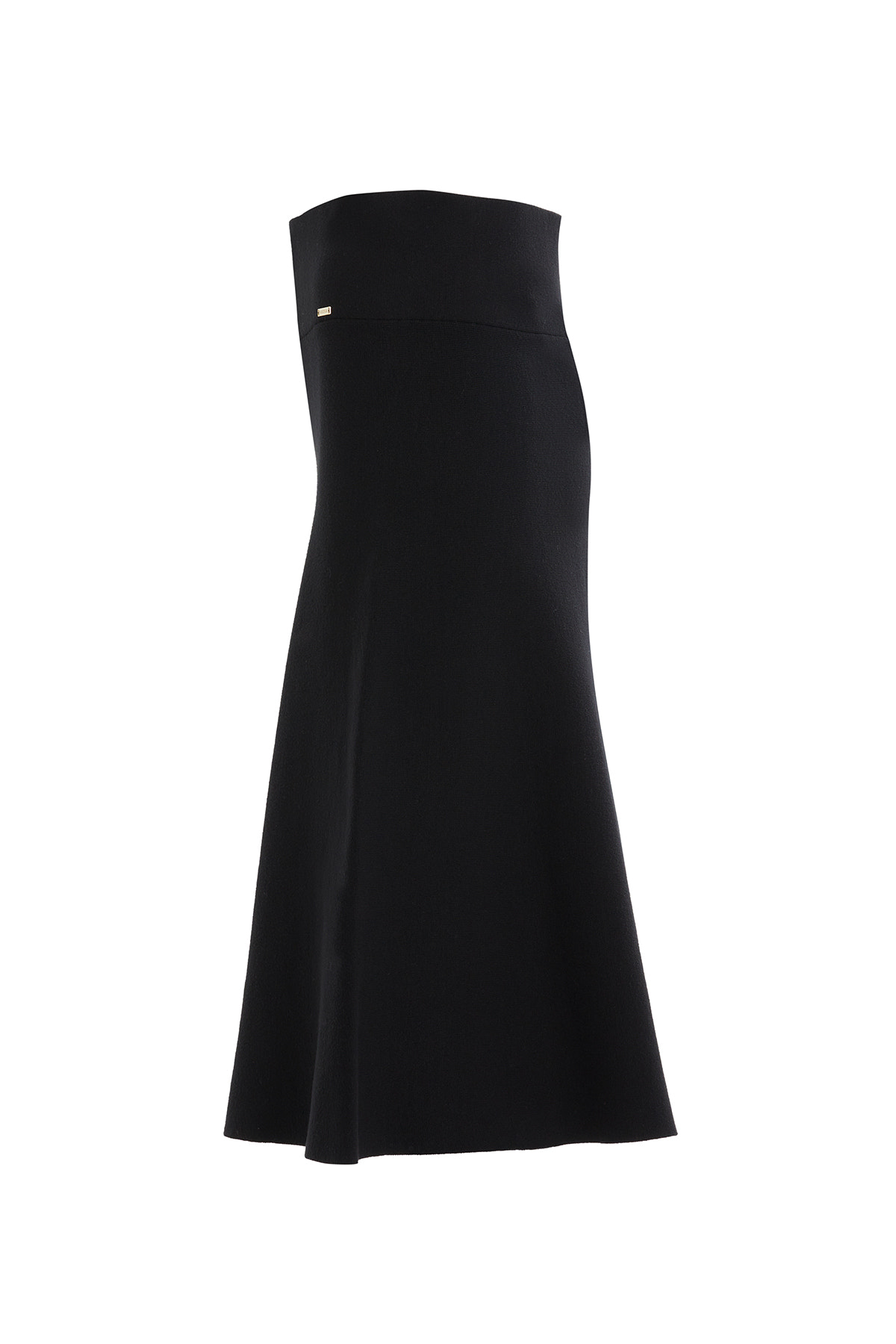 Logo Detaylı Yüksek Bel Midi Boy Triko Etek