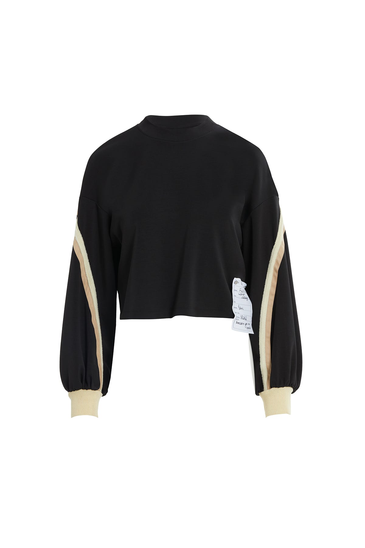 Şerit Detaylı Rahat Kesim Siyah Sweatshirt