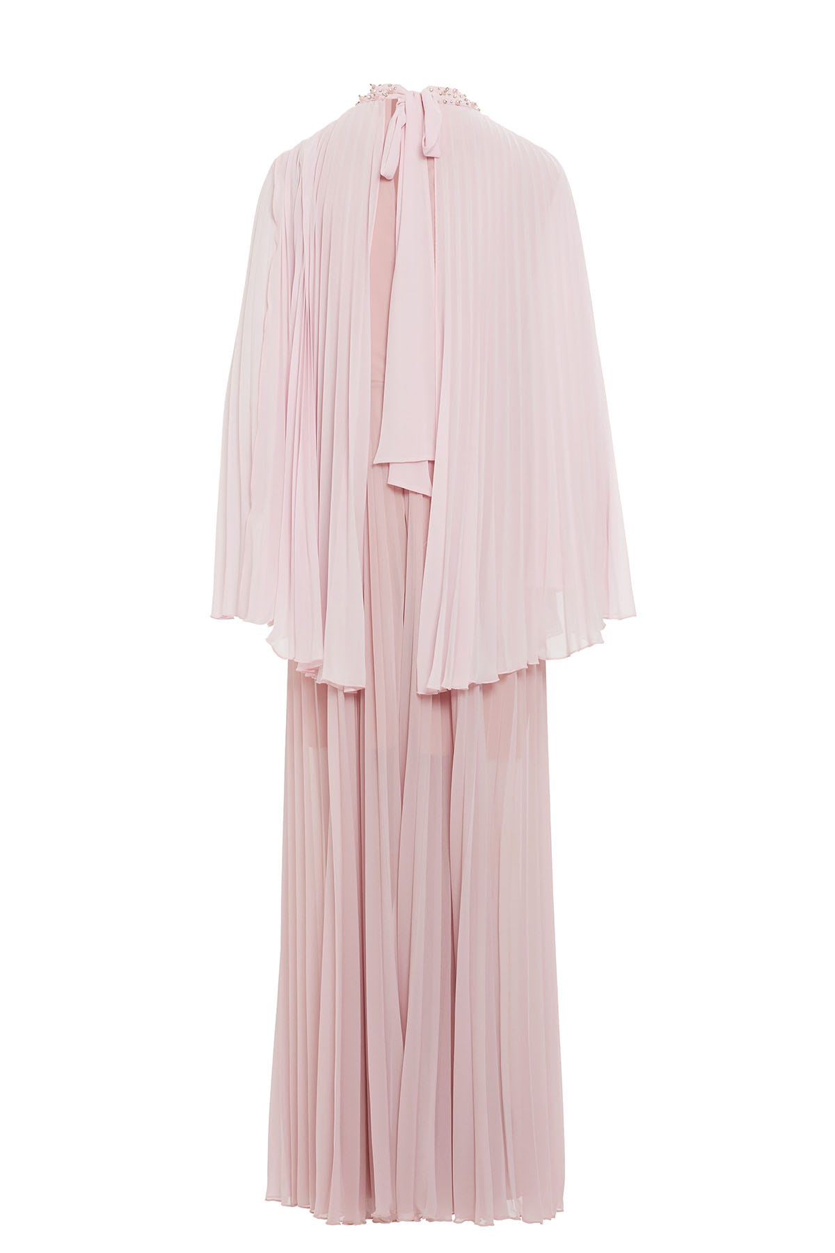 Pelerin Detaylı Piliseli Uzun Elbise