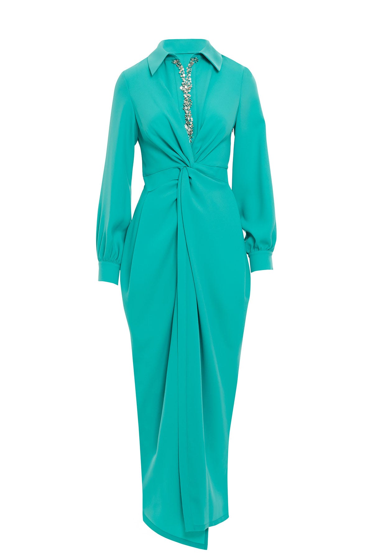 Pul Boncuk İşlemeli Uzun Elbise