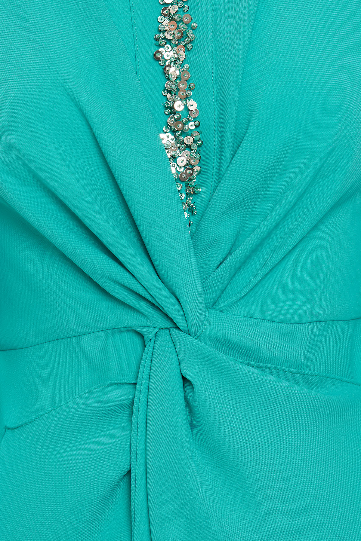 Pul Boncuk İşlemeli Uzun Elbise