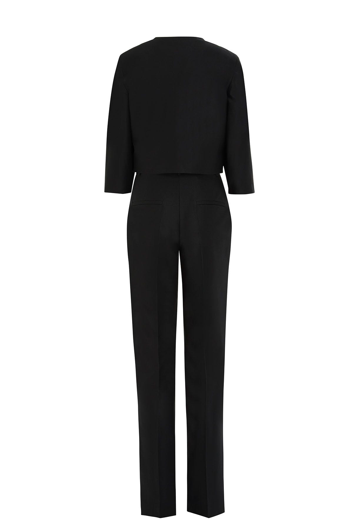 Kısa Ceket Atlet Ve Geniş Paça Pantolonlu Üçlü Takım