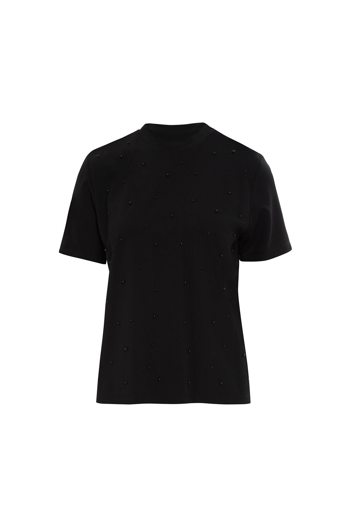 İnci Detaylı Bisiklet Yaka T-shirt