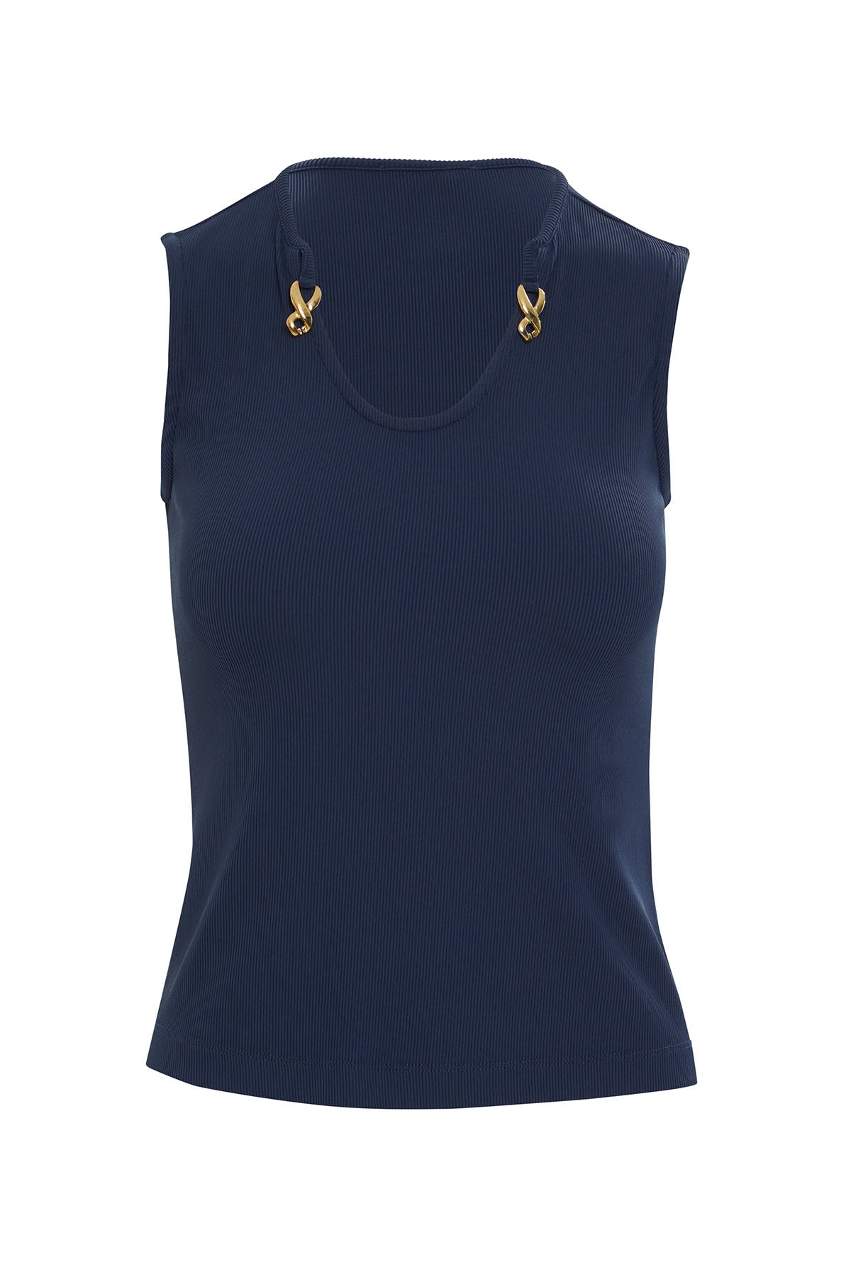 Yaka Aksesuar Detaylı Kolsuz Bluz