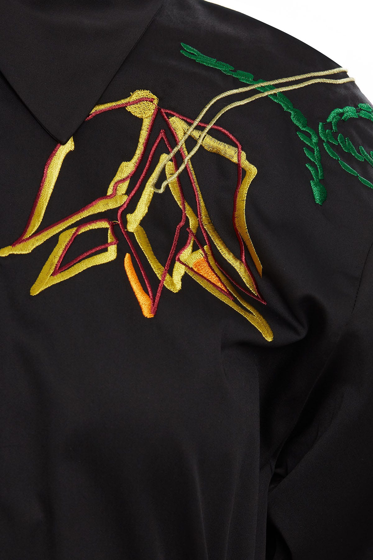 Kısa Kollu Nakışlı Siyah Midi Elbise