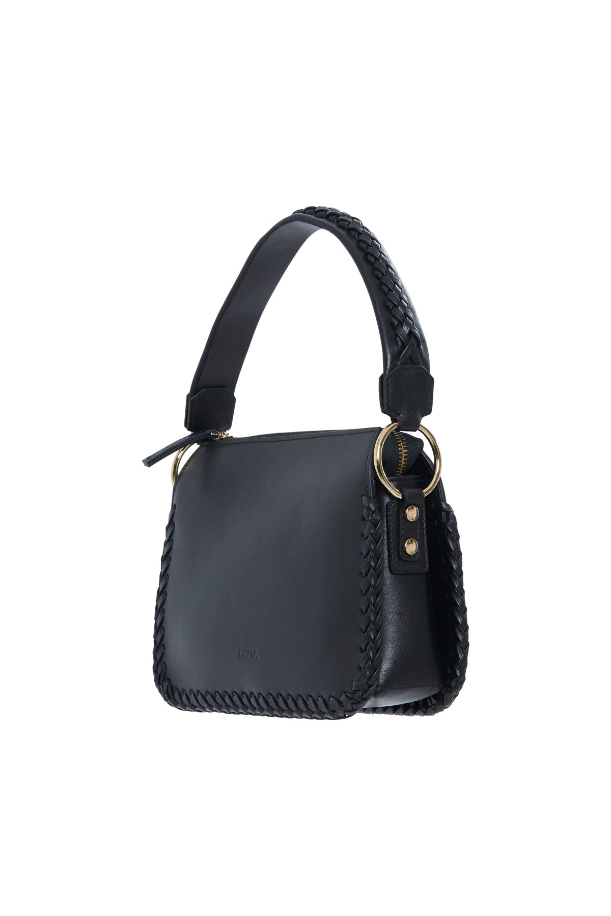 Örgü Detayli Yeşil Deri El Çantasi