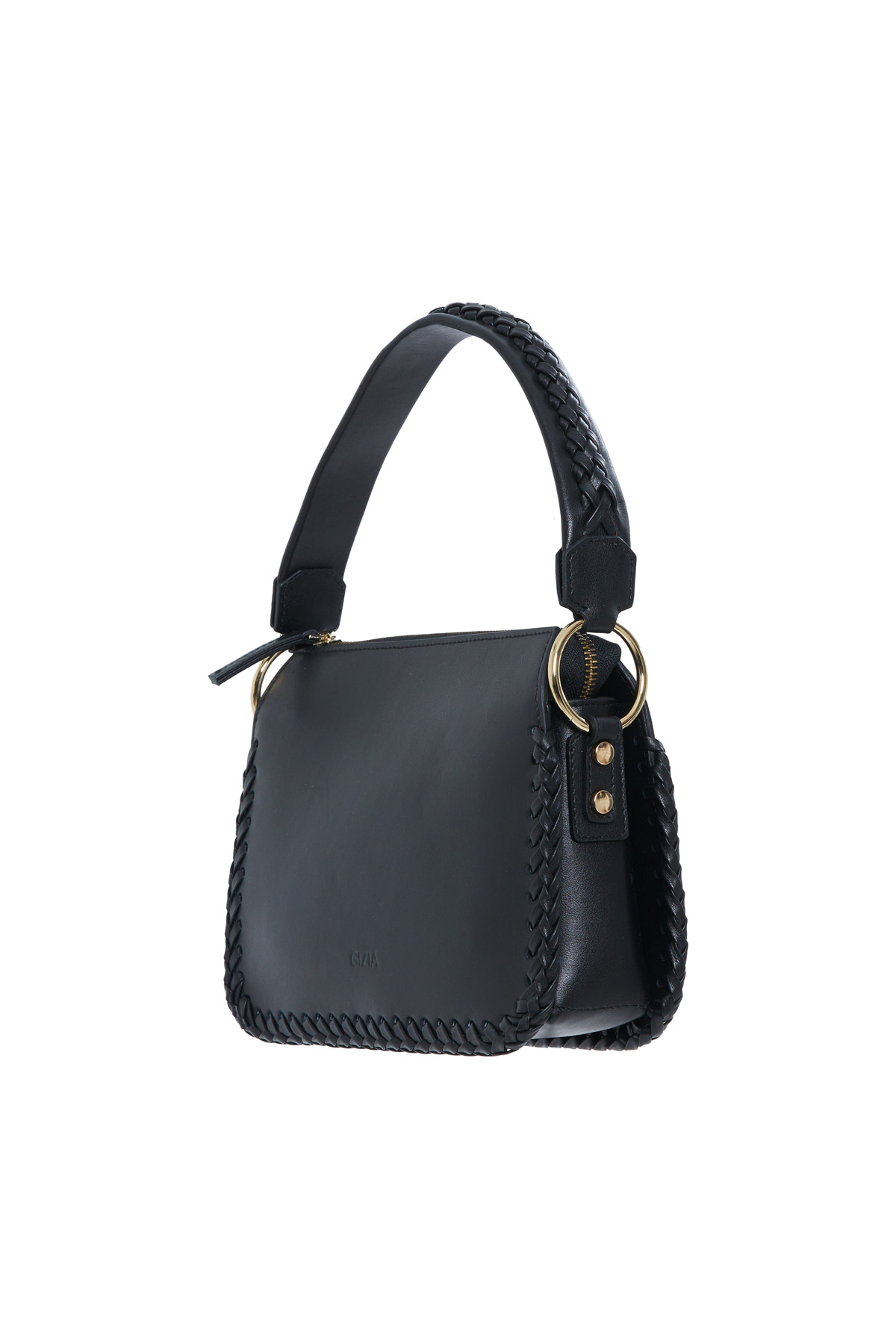 Örgü Detayli Yeşil Deri El Çantasi