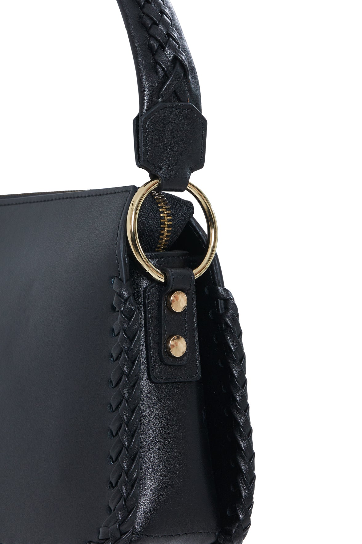 Örgü Detayli Yeşil Deri El Çantasi