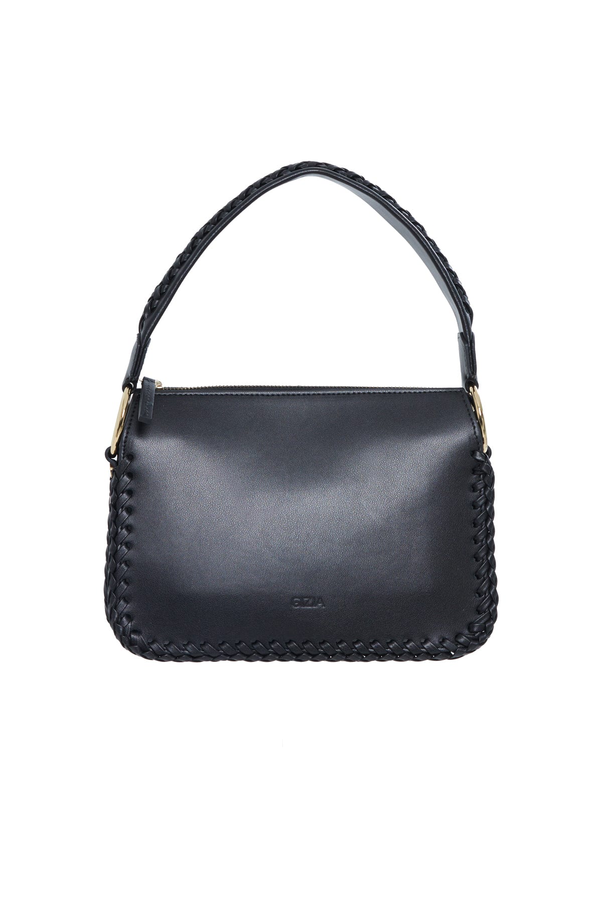 Örgü Detayli Yeşil Deri El Çantasi