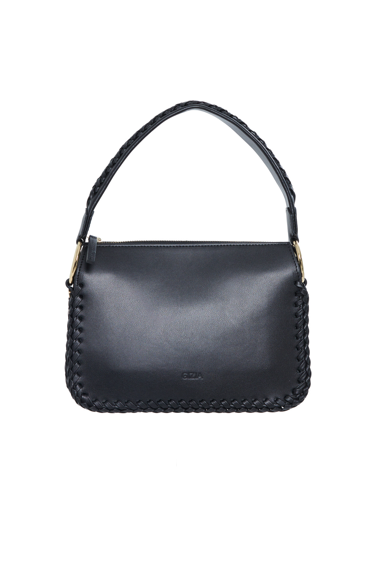 Örgü Detayli Yeşil Deri El Çantasi