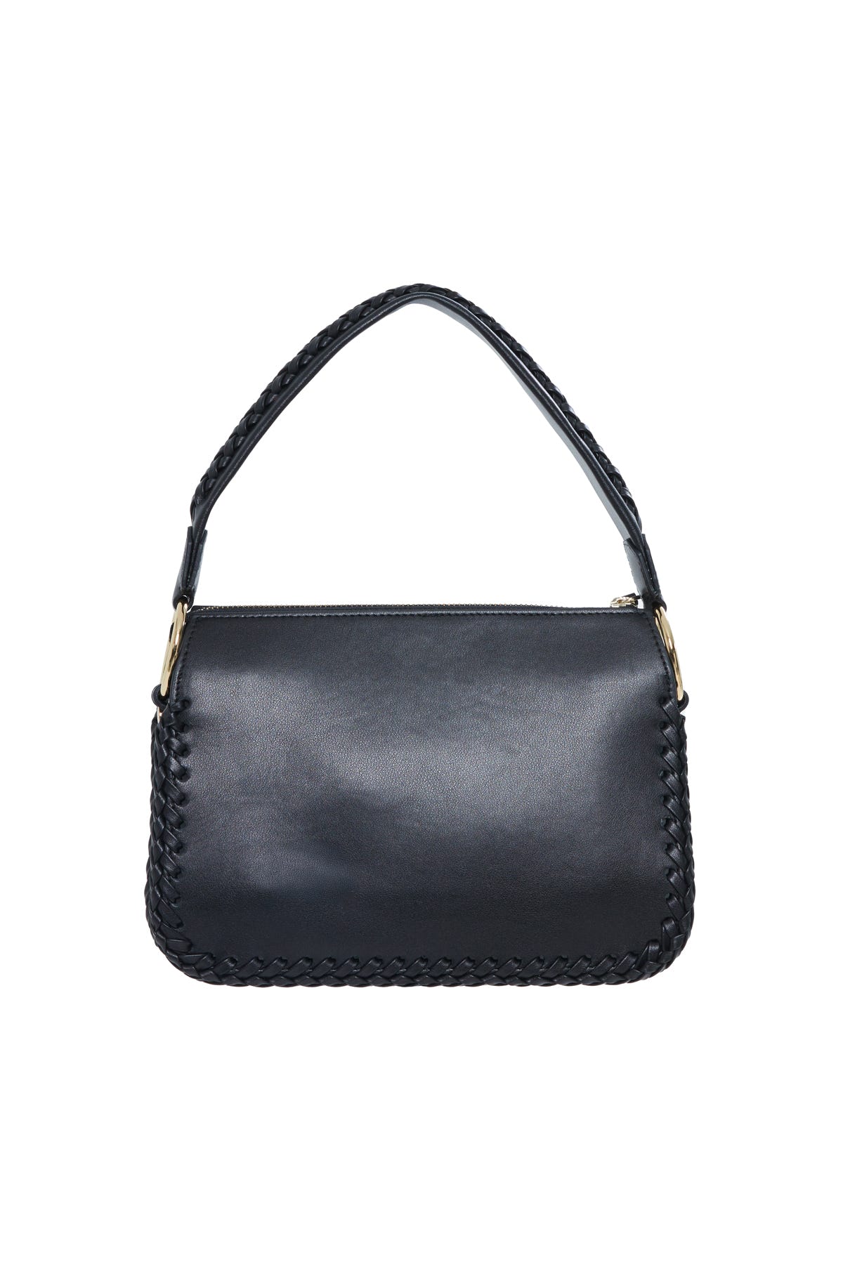 Örgü Detayli Yeşil Deri El Çantasi