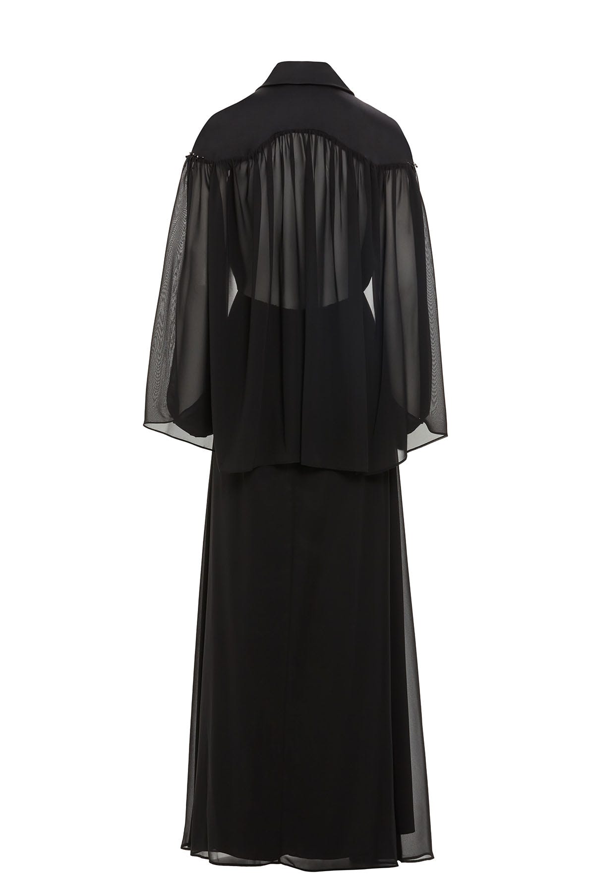 Gömlek Yakalı Robası İşlemeli Uzun Elbise