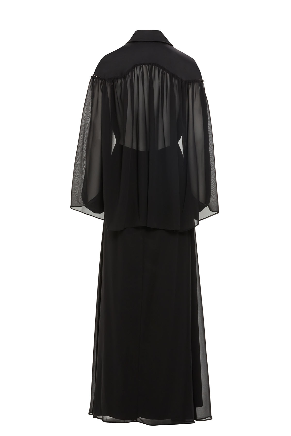 Gömlek Yakalı Robası İşlemeli Uzun Elbise