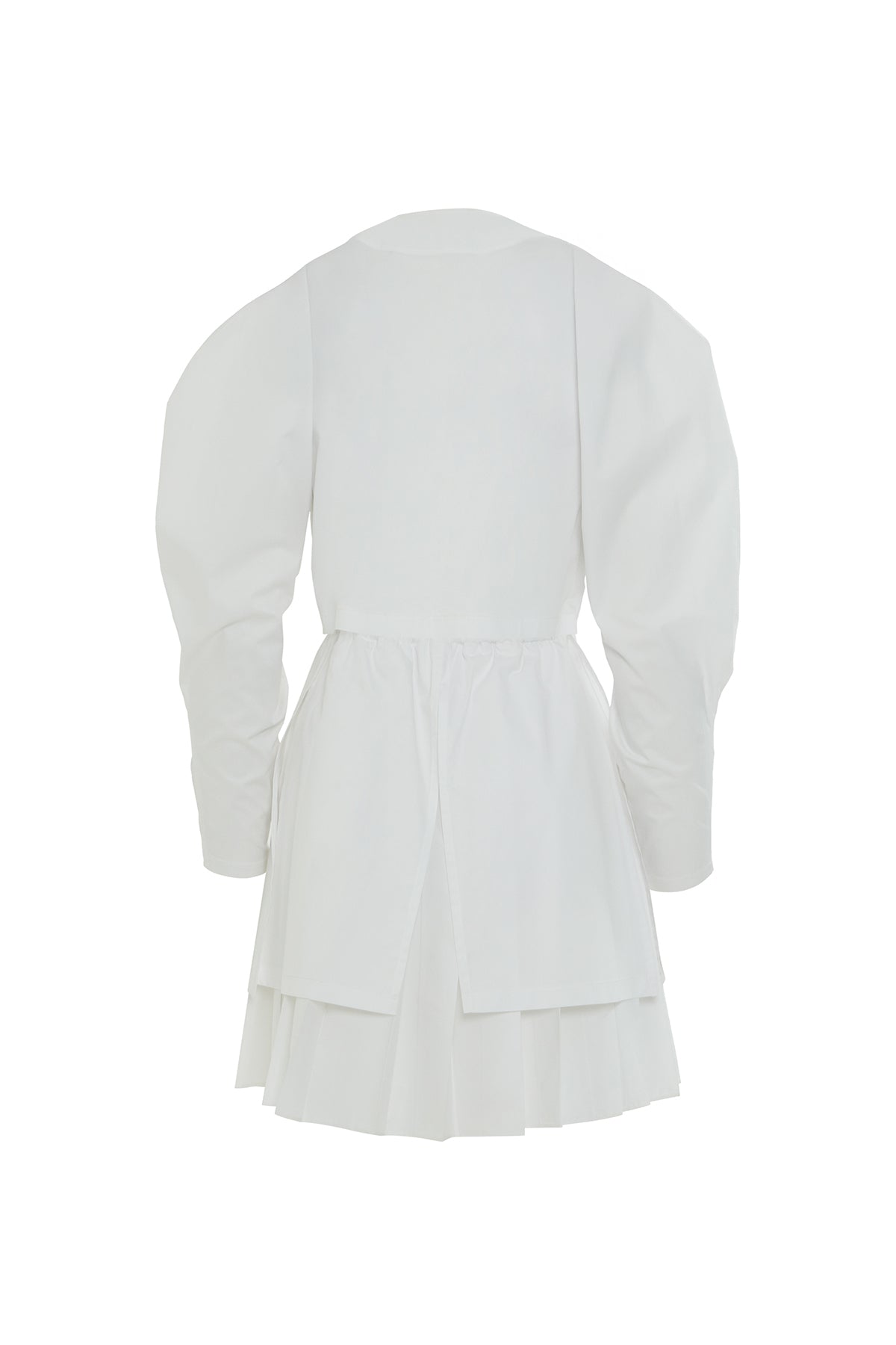 Pencere Detaylı Balon Kollu Poplin Elbise