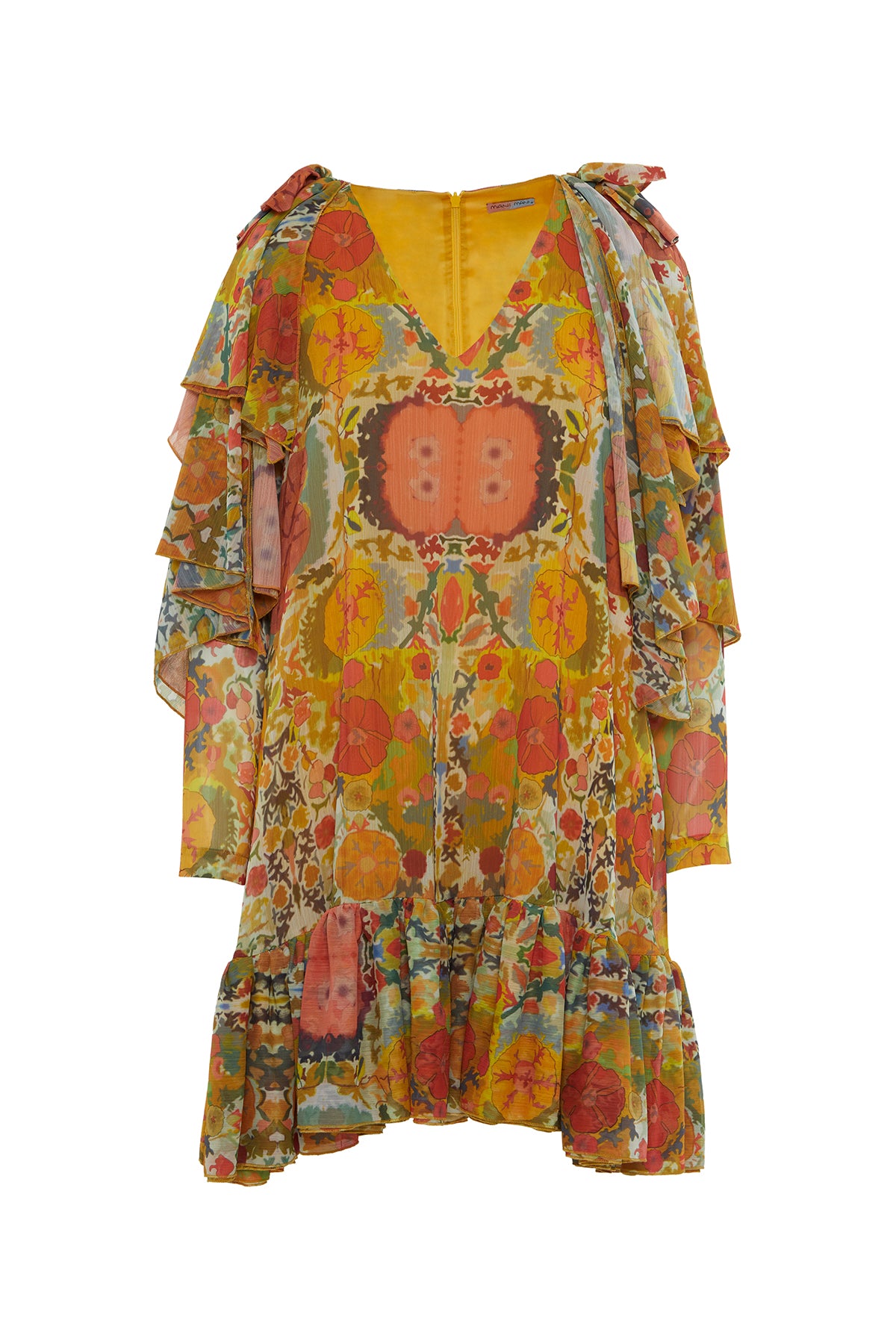 Çiçek Desenli Volanlı Elbise