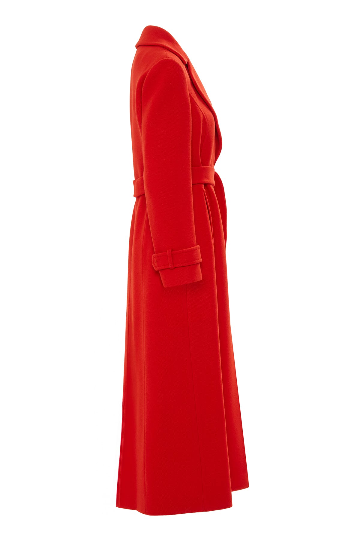 Seyyar Kuşak Detaylı Uzun Kaşe Kaban