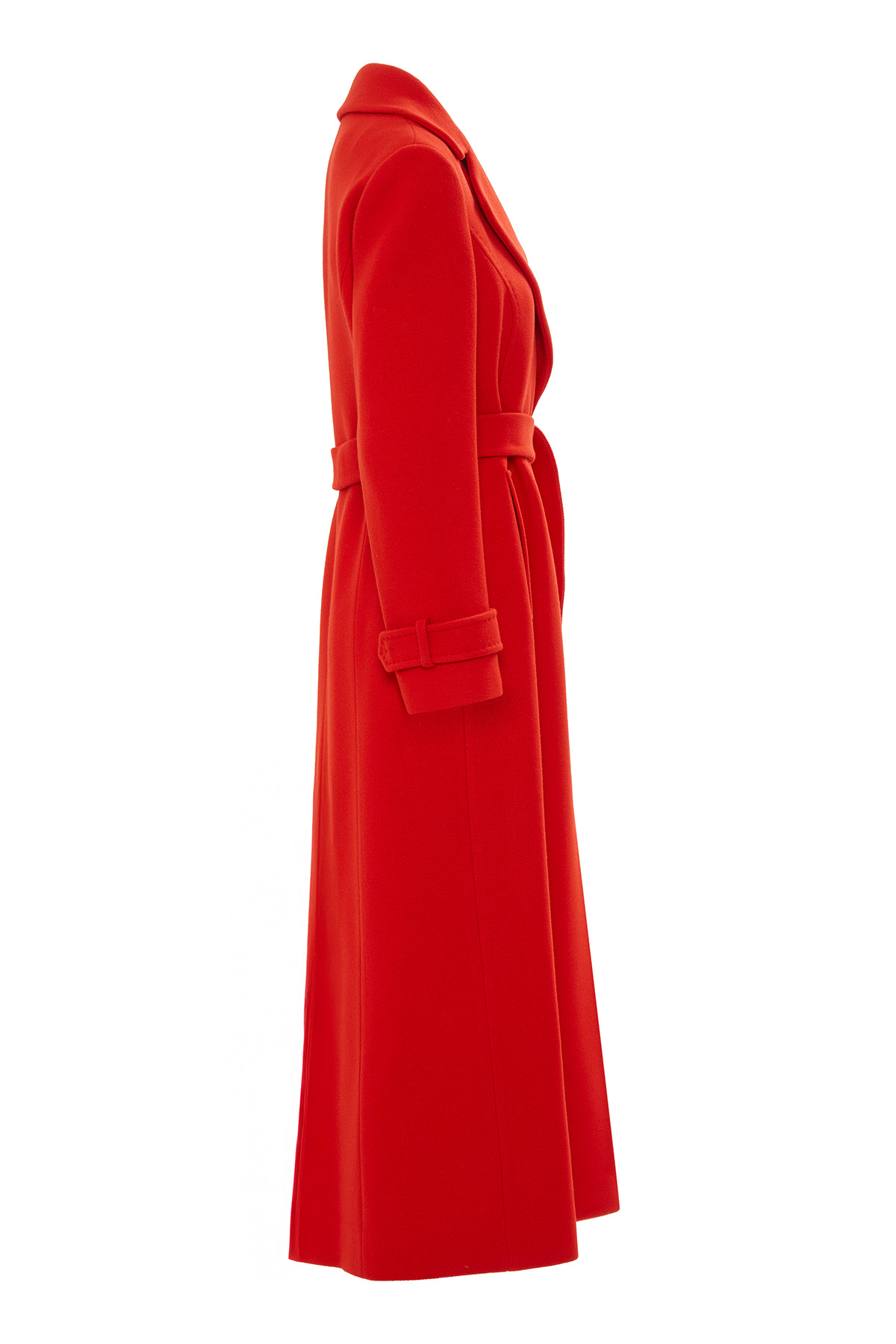 Seyyar Kuşak Detaylı Uzun Kaşe Kaban