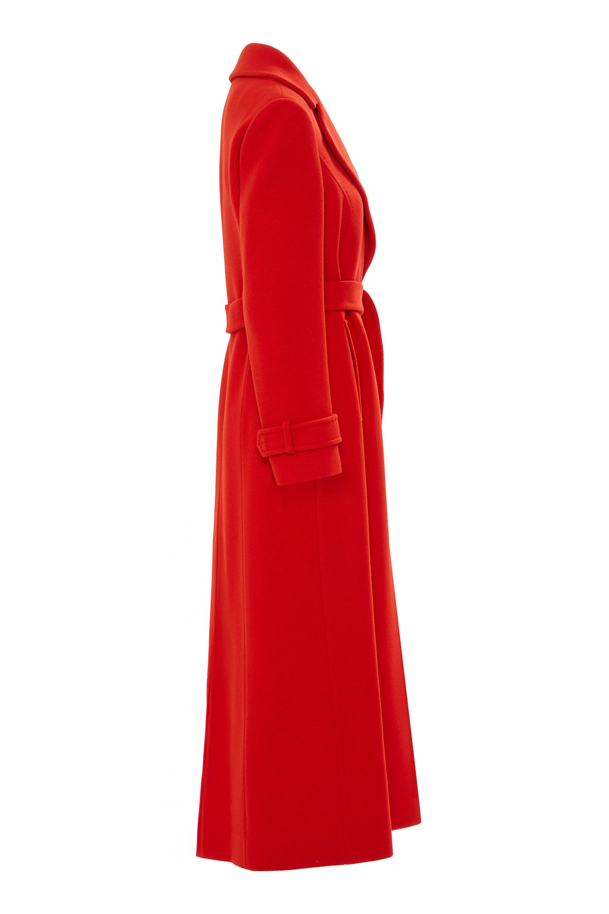 Seyyar Kuşak Detaylı Uzun Kaşe Kaban