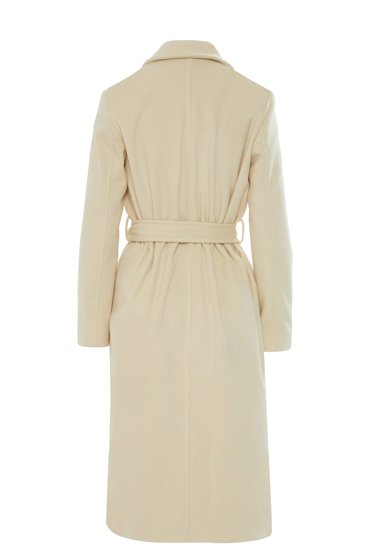 Kuşaklı Midi Boy Rahat Kesim Kaşe Kaban