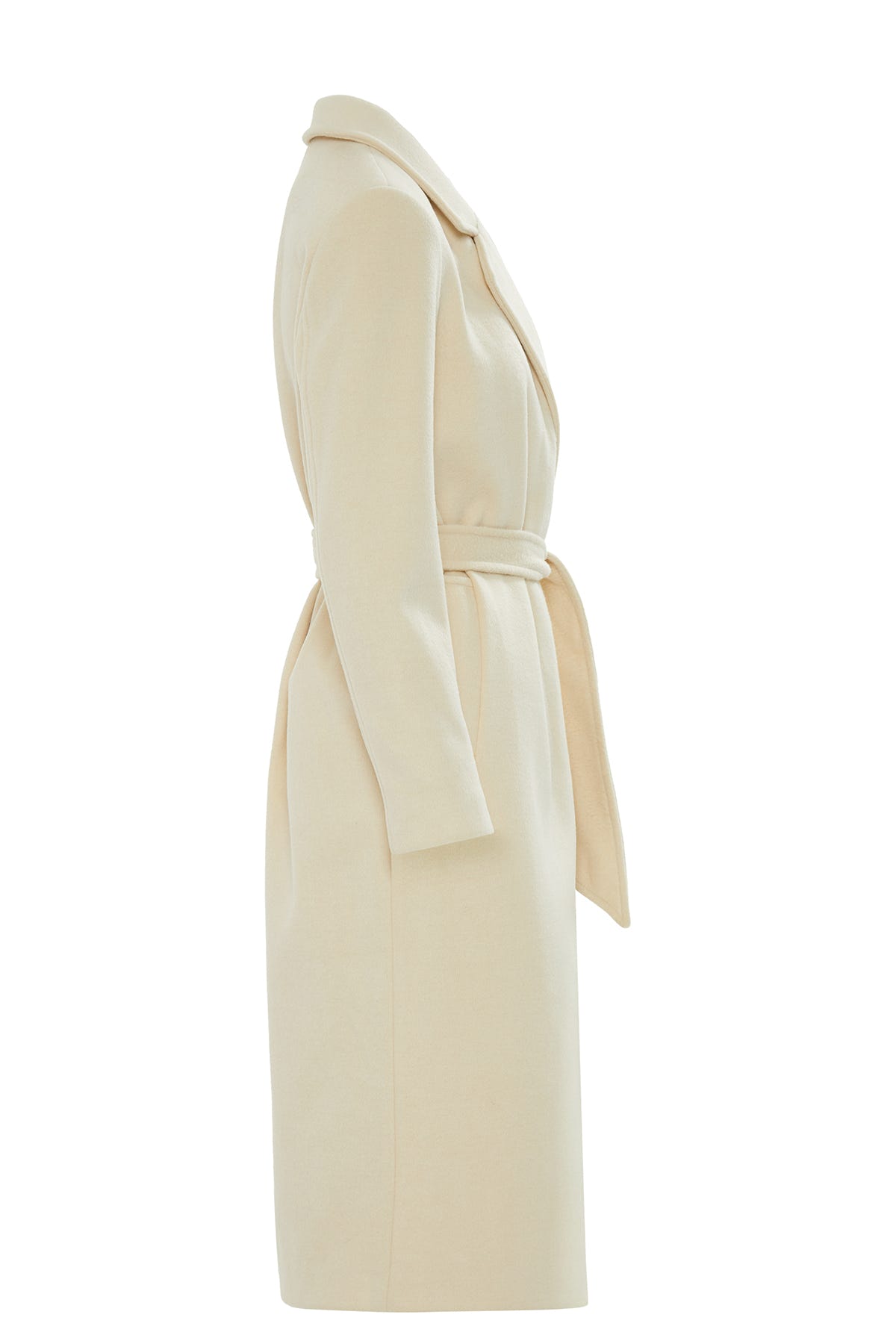 Kuşaklı Midi Boy Rahat Kesim Kaşe Kaban