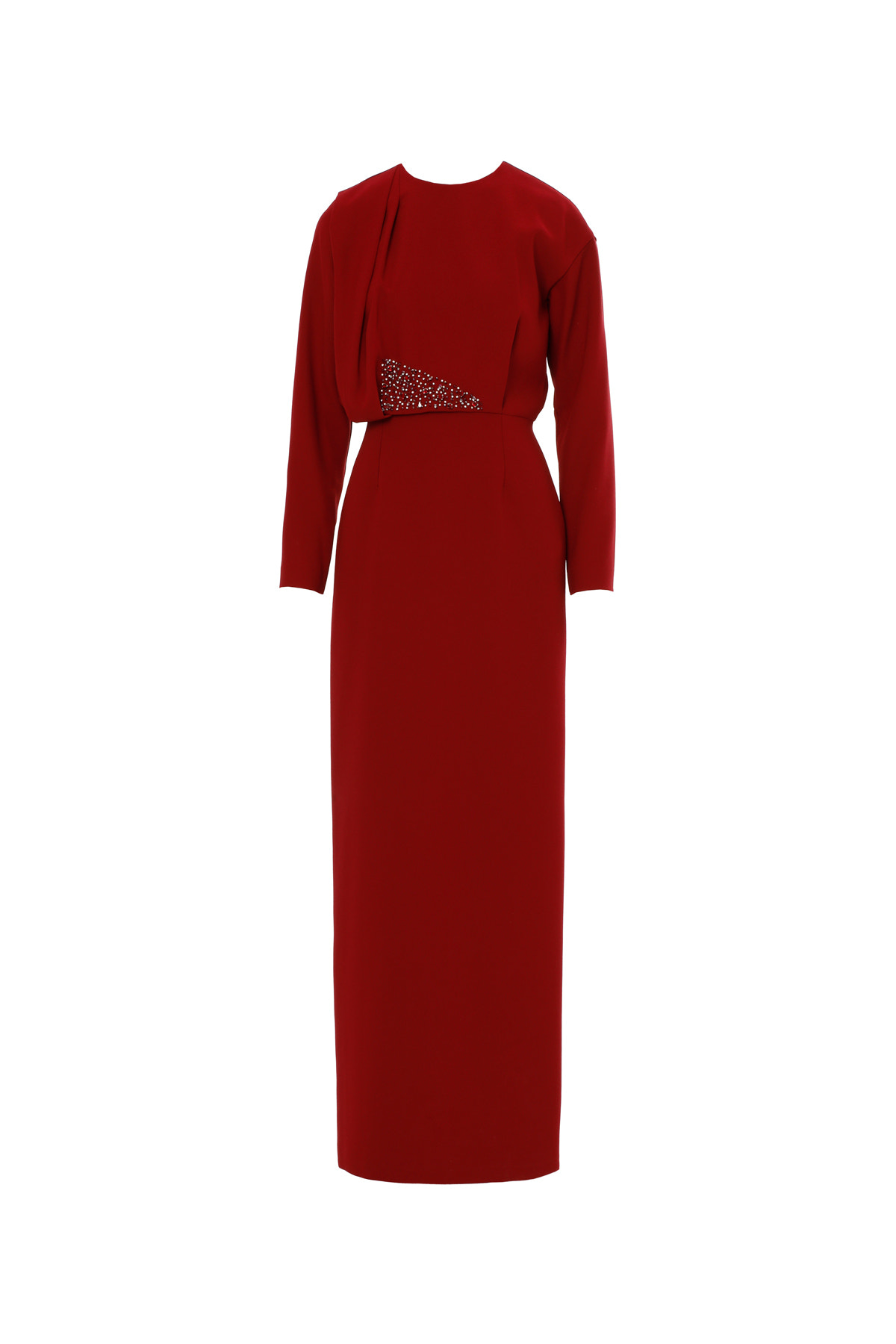 Pili Katlamalı Uzun Elbise