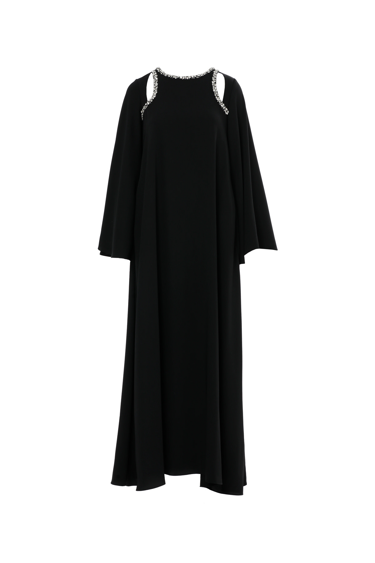 Pencere Detaylı İşlemeli Uzun Elbise