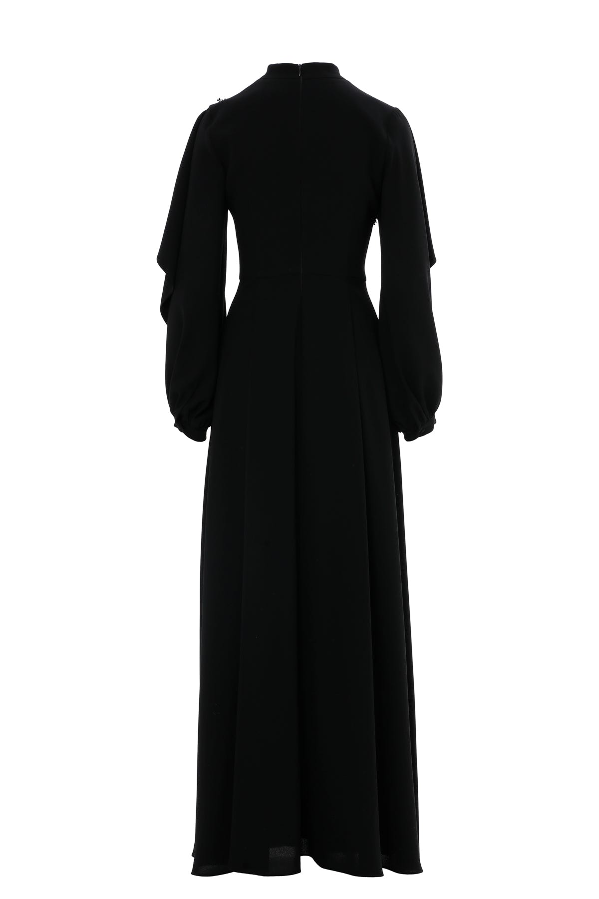 Önü Yırtmaçlı İşlemeli Uzun Elbise