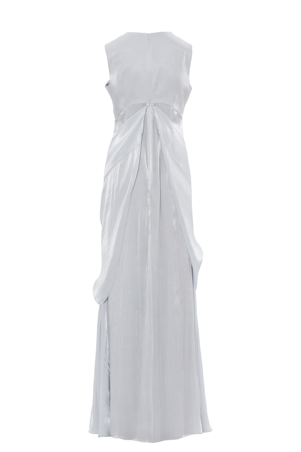 İşleme Detaylı Drapeli Uzun Elbise