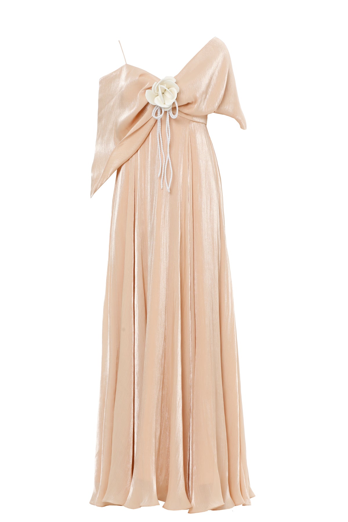 Omuz Drapeli Uzun Elbise