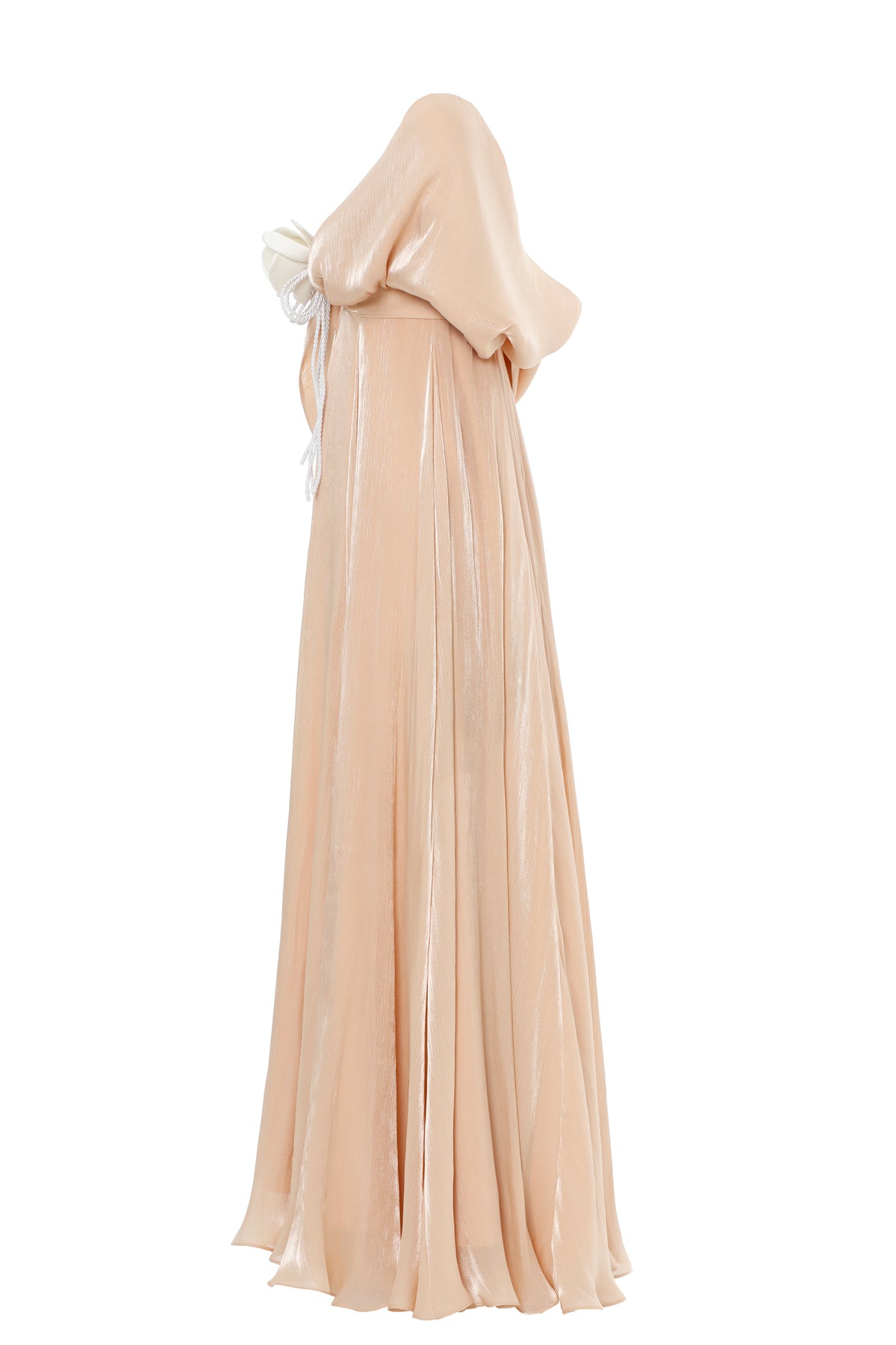 Omuz Drapeli Uzun Elbise