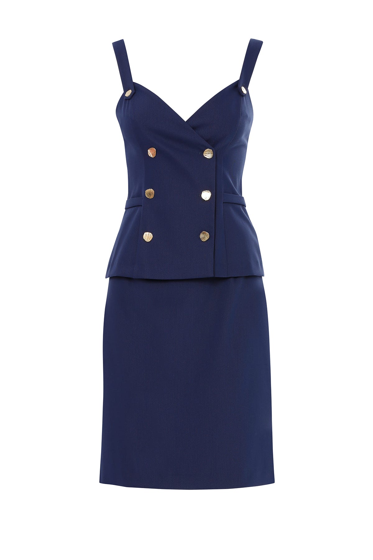 Kruvaze Kapamalı Yelek Ve Kalem Etekli Takım