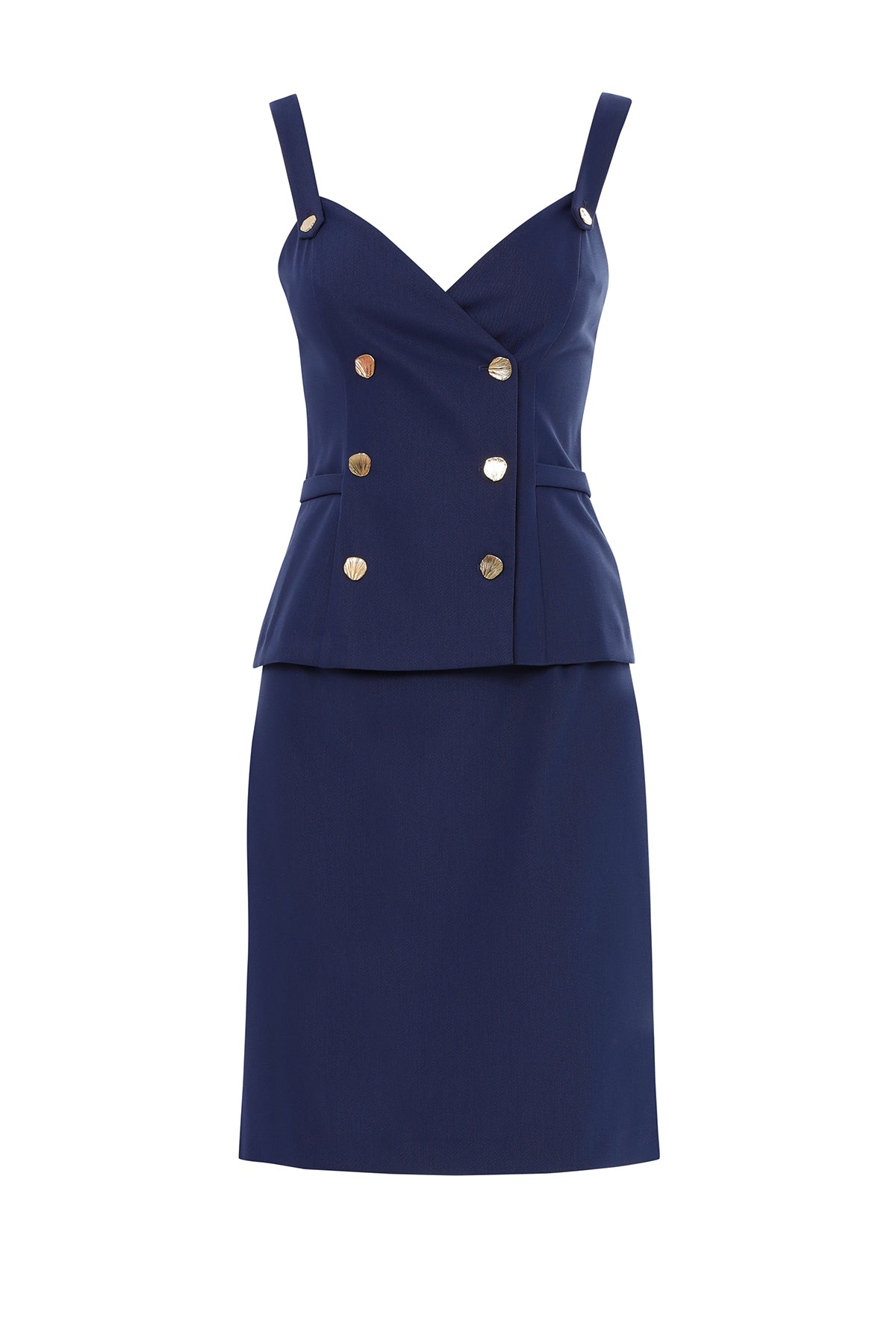 Kruvaze Kapamalı Yelek Ve Kalem Etekli Takım