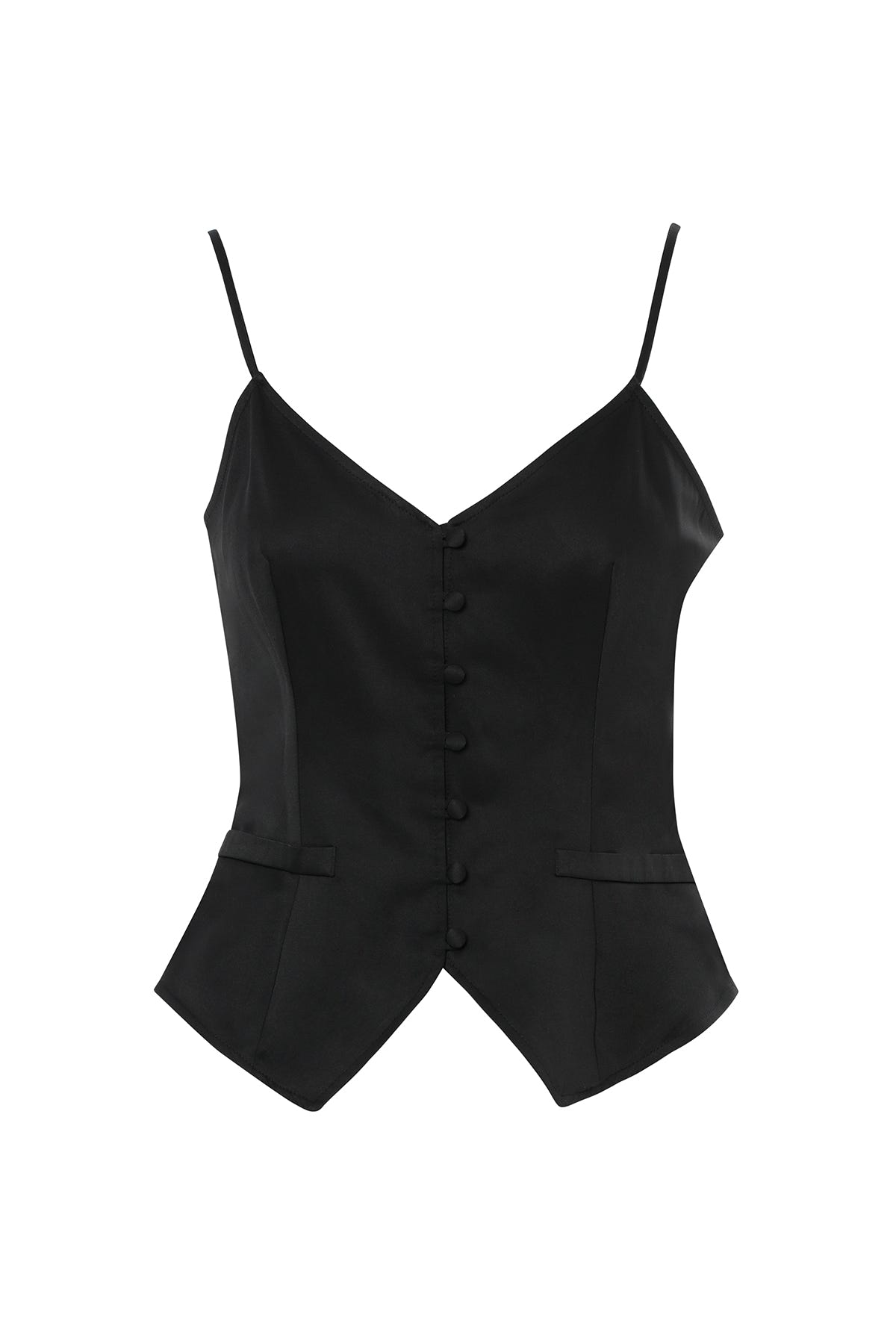 Önden Düğmeli İp Askılı Bluz