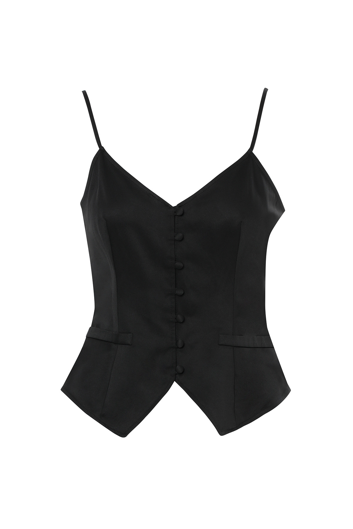 Önden Düğmeli İp Askılı Bluz