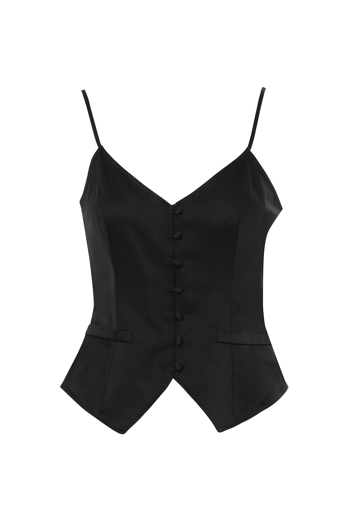 Önden Düğmeli İp Askılı Bluz