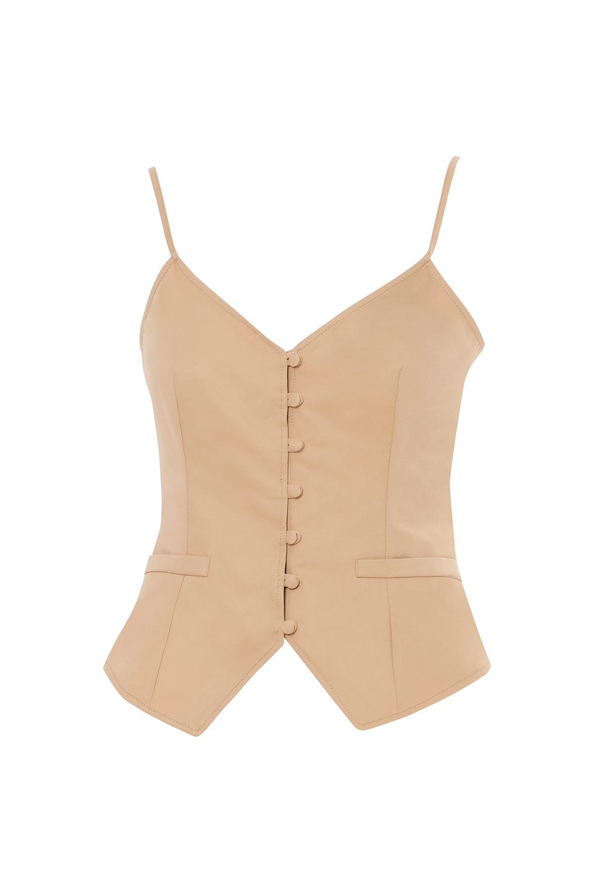 Önden Düğmeli İp Askılı Bluz