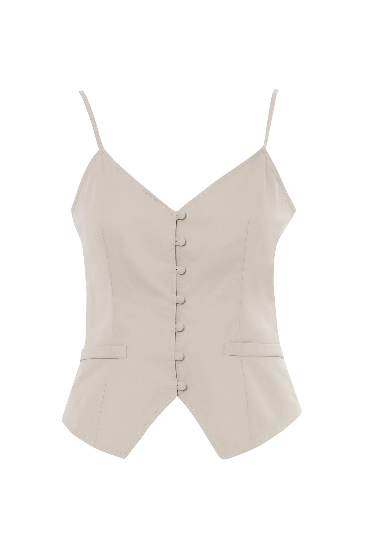 Önden Düğmeli İp Askılı Bluz