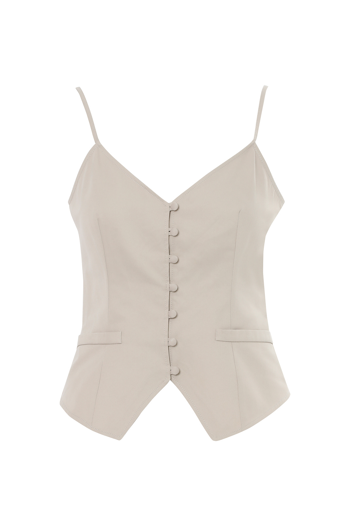 Önden Düğmeli İp Askılı Bluz