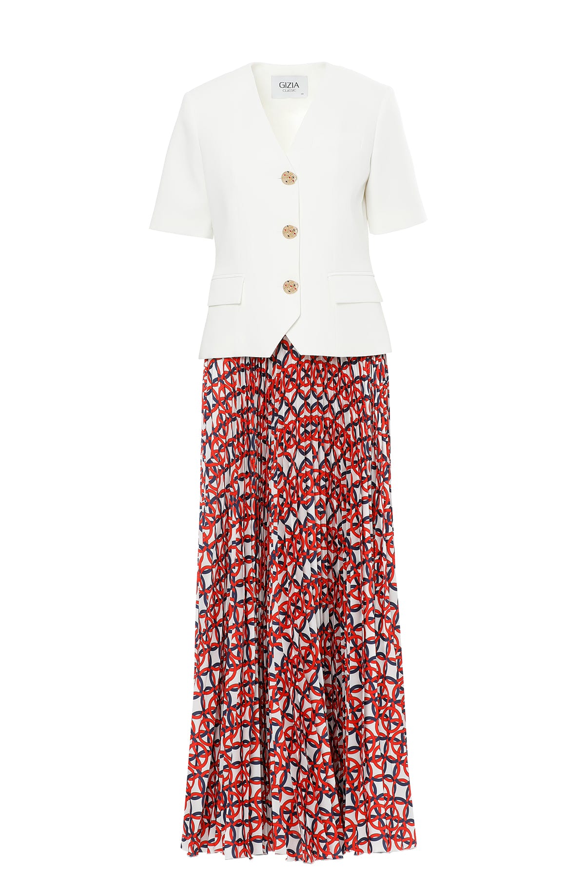 Yarım Kollu Ceket Ve Pliseli Etekli Takım