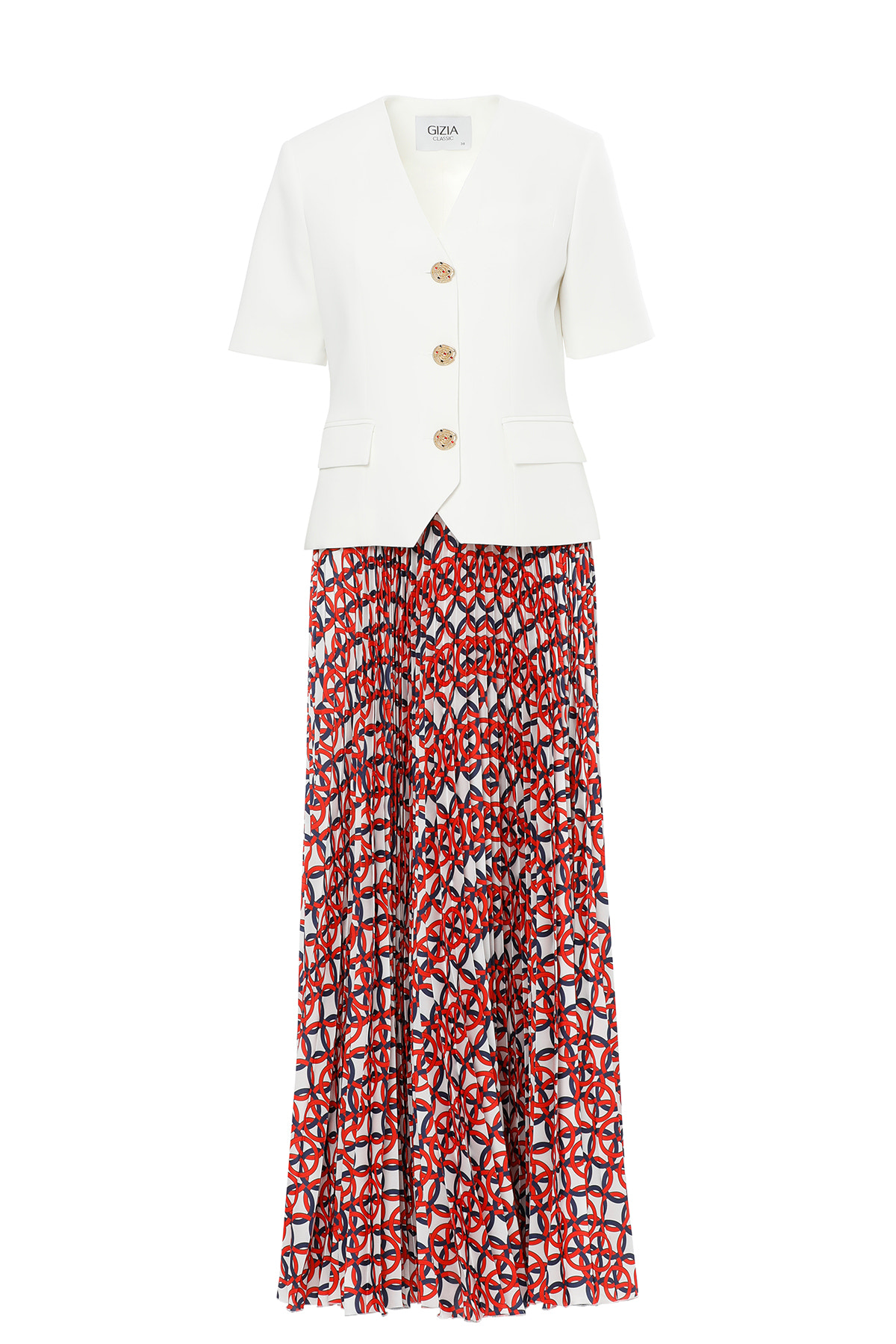 Yarım Kollu Ceket Ve Pliseli Etekli Takım