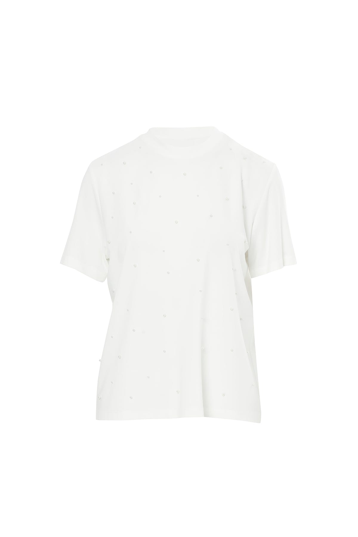 İnci Detaylı Bisiklet Yaka T-Shirt