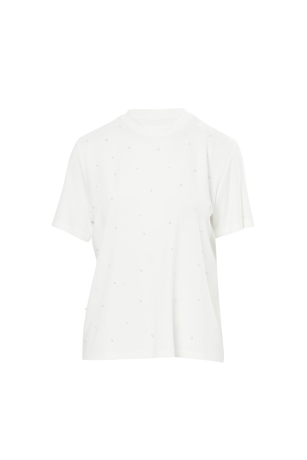 İnci Detaylı Bisiklet Yaka T-Shirt