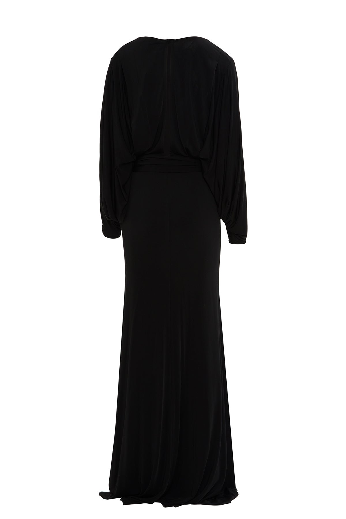 Sırt Dekolteli Etek Ucu Geniş Kalem Form Uzun Elbise