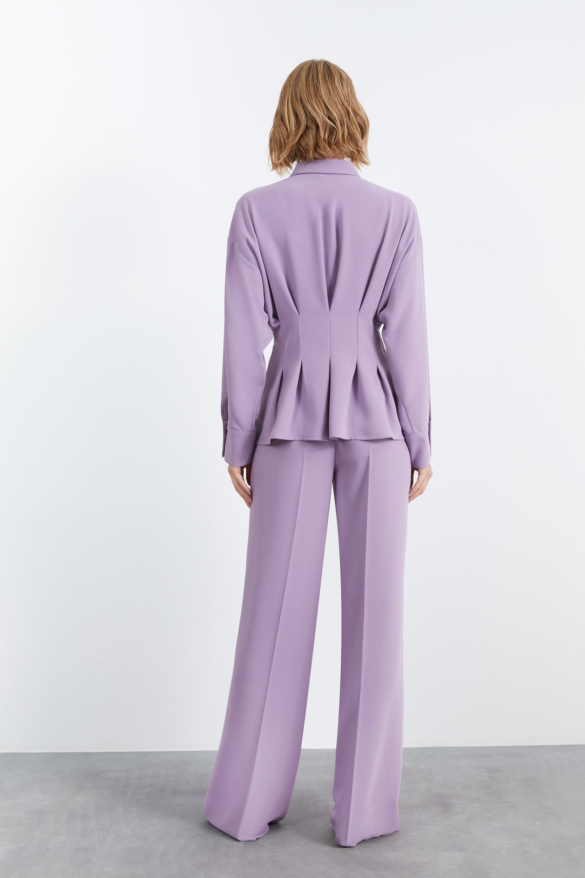 Pile Detaylı Gömlek Ve Palazzo Pantolonlu Takım