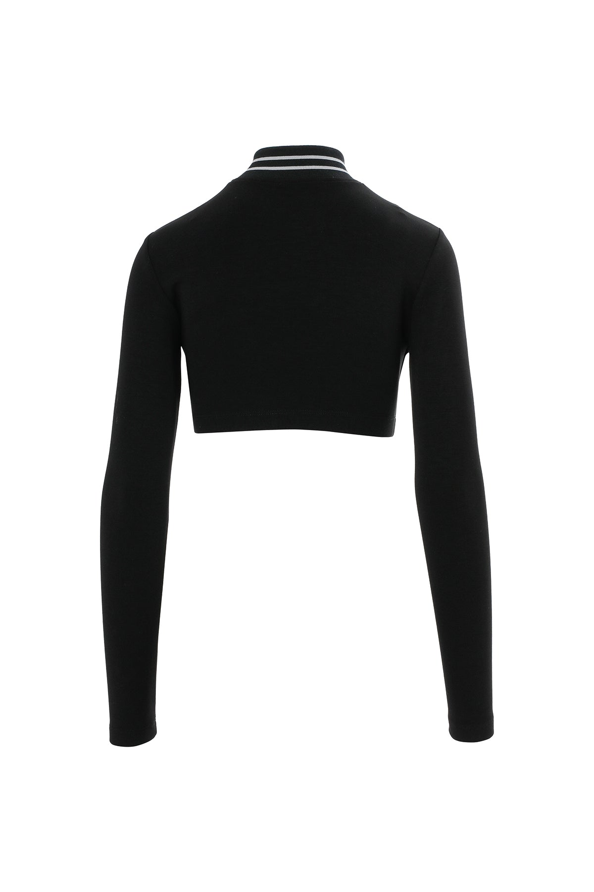 Yakası Triko Bantlı Fermuarlı Crop