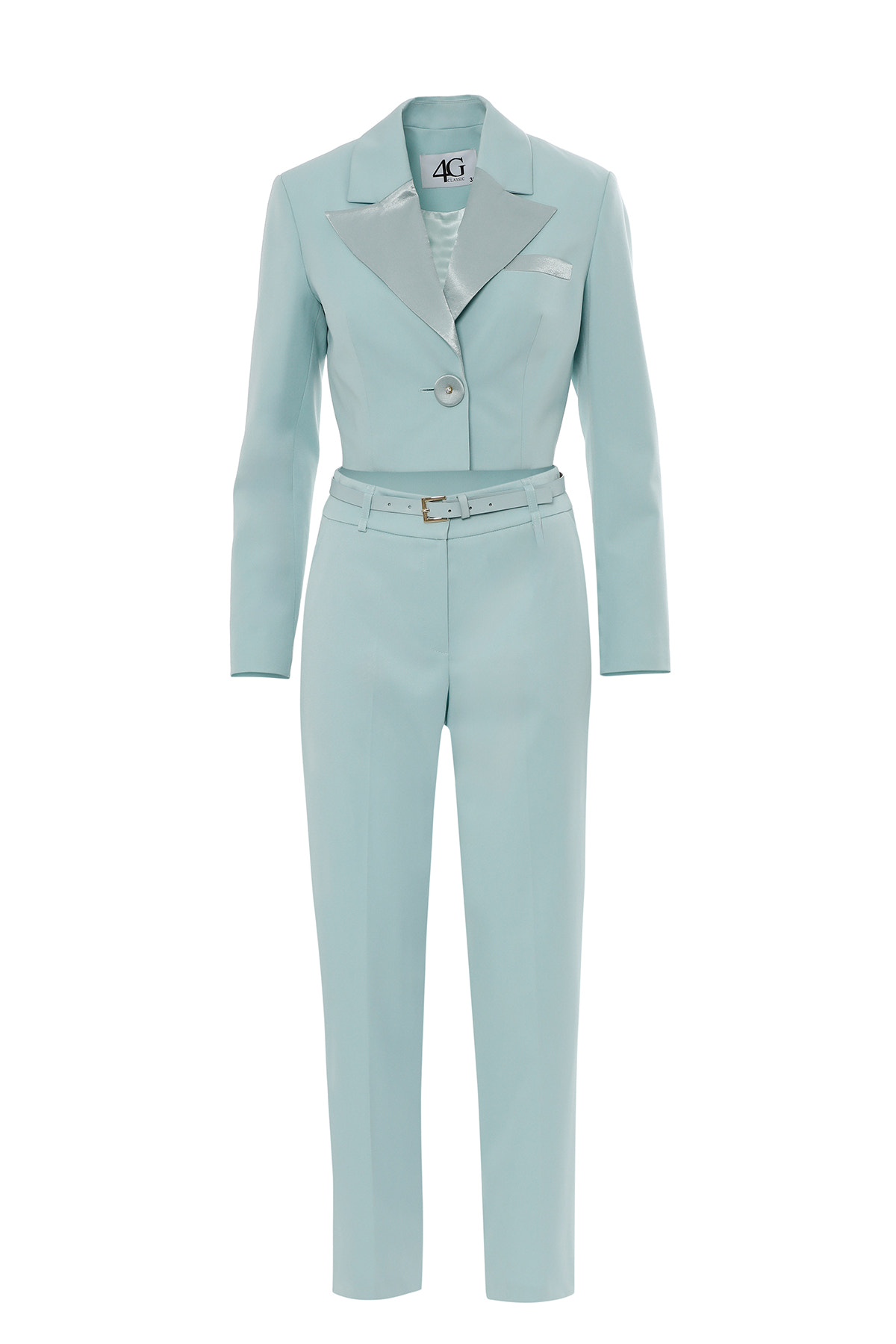 Kısa Kruvaze Ceket ve Pantolonlu Takım