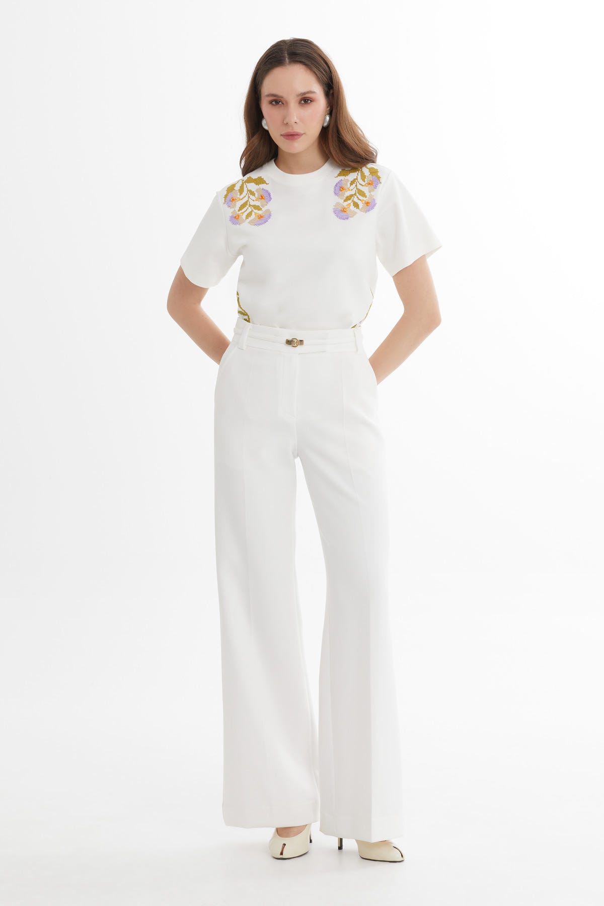 Nervür Dikişli Klasik Palazzo Pantolon