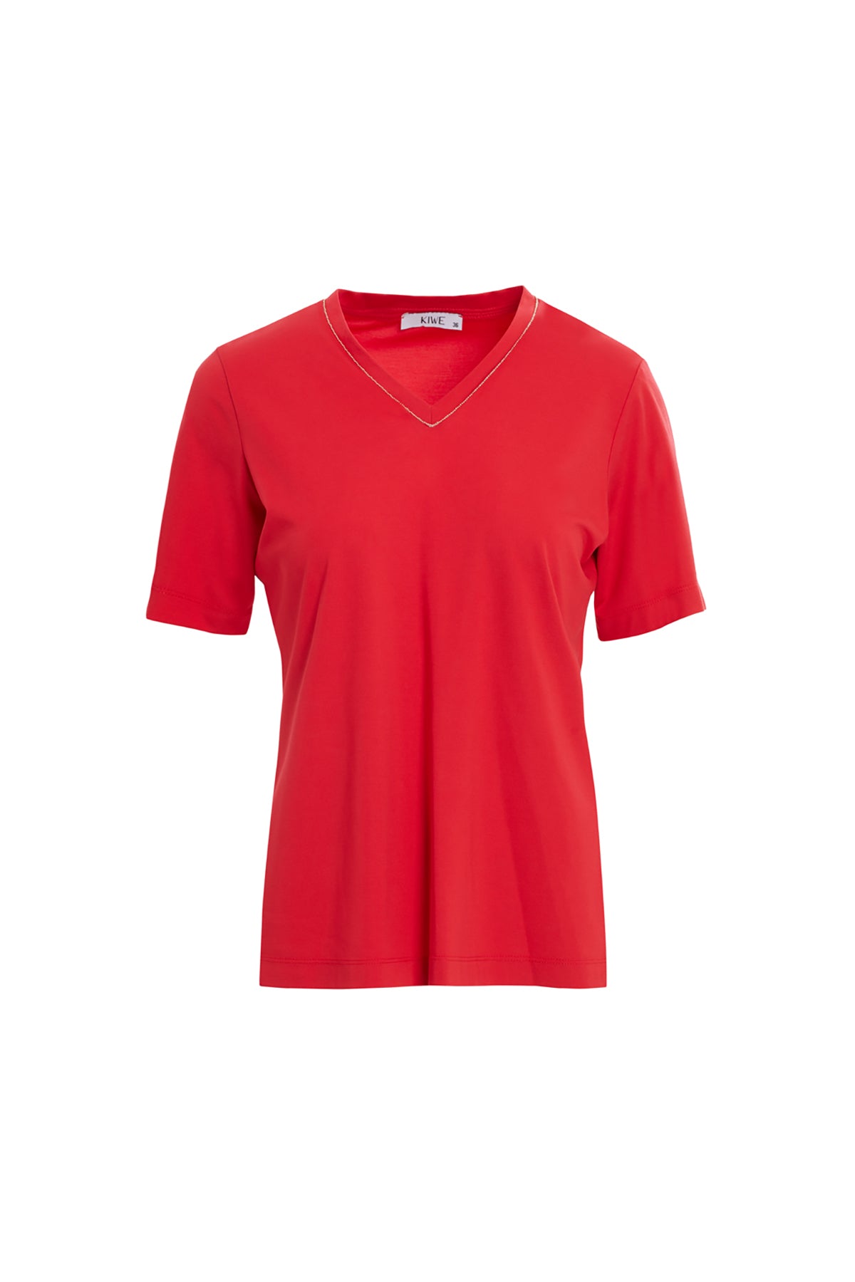 V Yaka Şerit Aksesuar Detaylı Örme T-shirt