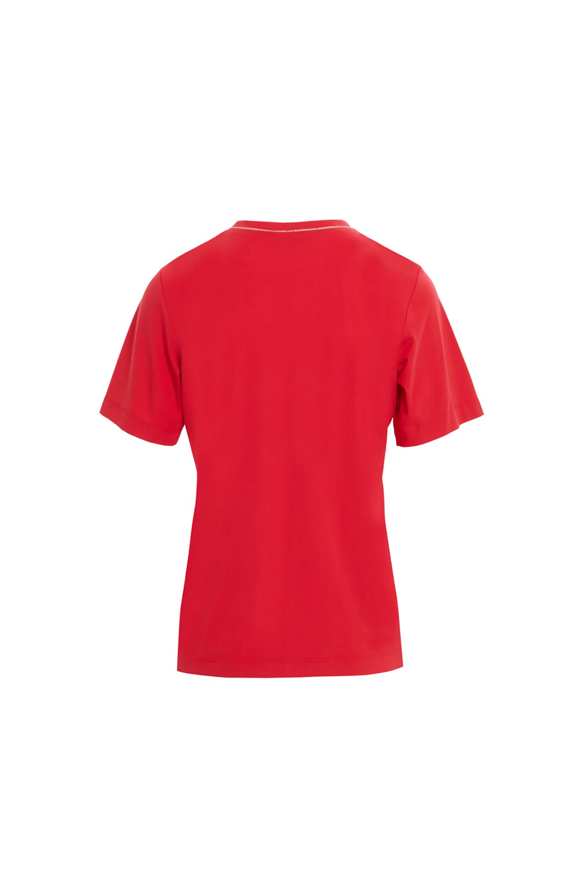 V Yaka Şerit Aksesuar Detaylı Örme T-shirt